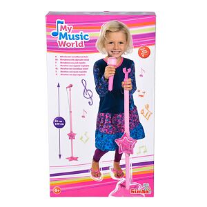 MMW Růžový mikrofon se stojanem, i pro MP3