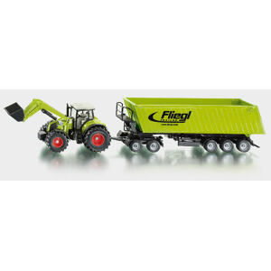 SIKU Farmer - Traktor s předním nakladačem a přívěsem 1:50