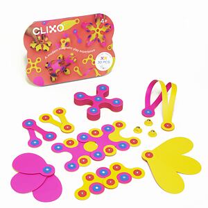 CLIXO Crew Pink & Yellow - magnetická stavebnice 30 kusů
