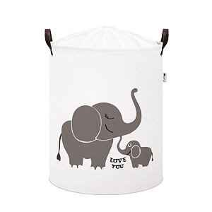 Sipo Koš na hračky se šňůrkou, skládací bavlněný / 43 l, Elephants