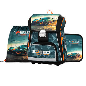 Oxybag Školní set 3ks PREMIUM  - Auto ( batoh, penál, sáček)