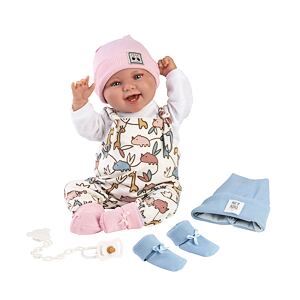 Llorens 84481 NEW BORN 2 v 1 - realistická panenka miminko se zvuky a měkkým látkovým tělem - 44 cm