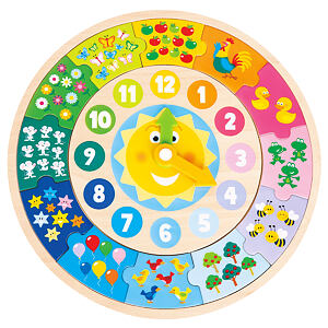 New Classic Toys Dřevěné hodiny + puzzle