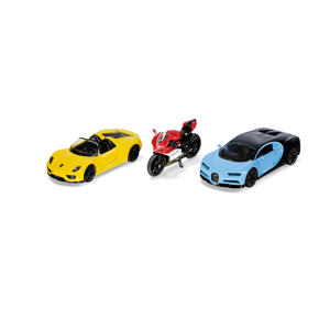 SIKU Super - set 2 sportovní aut a motorka