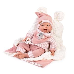 Guca 10261 OLIVIE - zátěžová realistická panenka miminko s měkkým látkovým tělem - 42 cm