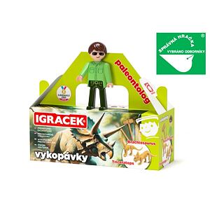 Igráček Paleontolog - figurka s vykopávkami dinosaurů Triceratopse a Brachiosaura