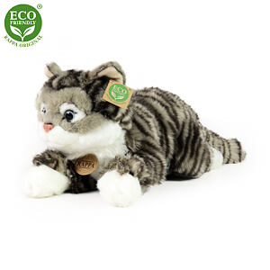 Rappa Plyšová mourovatá kočka šedá 42 cm ECO-FRIENDLY