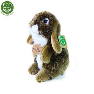 Rappa Plyšový králík hnědý stojící , 18 cm, ECO-FRIENDLY