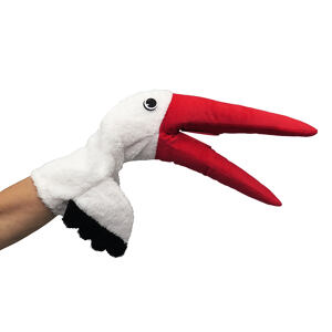 Moravská ústředna maňásek klapací čáp 48 cm