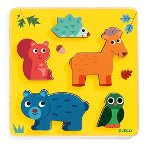 DJECO Dřevěné vkládací puzzle Jelínek a kamarádi