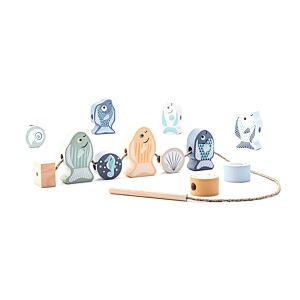 Cubika Pastel Navlékací ryby a mořští živočichové - navlékací set - 13 dřevěných dílů a 8 před
