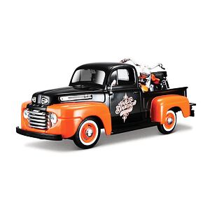 Maisto Harley-Davidson Custom, 1948 Ford F-1 Pick up + 1958 FLH Duo Glide, 1:24