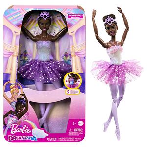 Barbie SVÍTÍCÍ MAGICKÁ BALETKA S FIALOVOU SUKNÍ