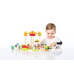 Cubika 13913 Doprava ve městě - dřevěná stavebnice 55 dílů