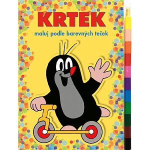 Maluj podle barevných teček A5 + MAXI voskovka - Krtek 1