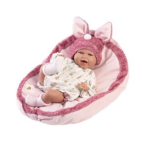 Llorens 74134 NEW BORN realistická panenka miminko se zvuky a měkkým látkovým tělem 42 cm