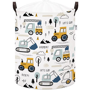 Sipo Koš na hračky se šňůrkou, skládací bavlněný / 43 l, Mini Trucks