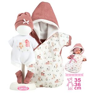 Llorens M636-50 Obleček pro panenku miminko NEW BORN velikosti 35-36 cm s doplňky