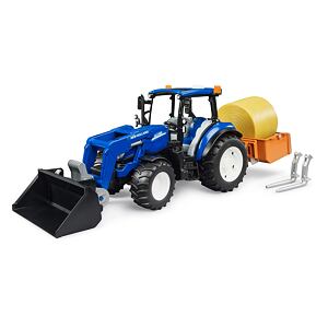 Bruder Traktor NEW HOLLAND + plošina, balík, čelní nakladač
