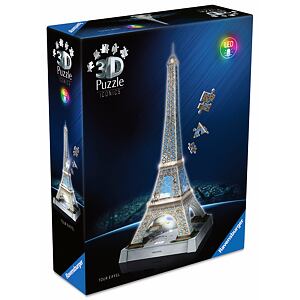Ravensburger Iconics: Eiffelova věž 3D puzzle LED 243 dílků