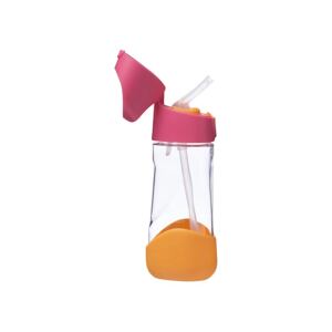 b.box Láhev na pití s brčkem 450 ml - růžová/ oranžová