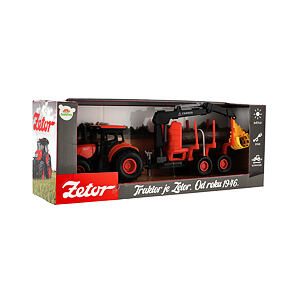 Traktor Zetor s vlekem a nákladním ramenem