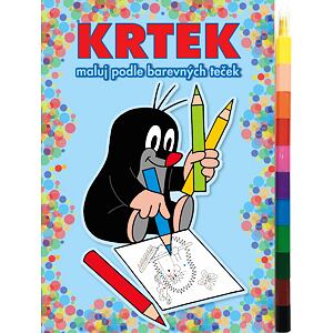 Maluj podle barevných teček A5 + MAXI voskovka - Krtek 2