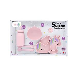Melii Dětská silikonová jídelní sada, 5 dílná - Jednorožec