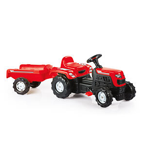 DOLU Šlapací traktor Ranchero s vlečkou, červený