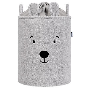 Sipo Koš na hračky Premium Bouclé se šňůrkou / 43 l, Bear (Grey)