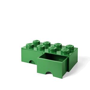 LEGO úložný box 8 s šuplíky - tmavě zelená