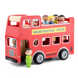 New Classic Toys Červený městský autobus + 9 figurek cestujících