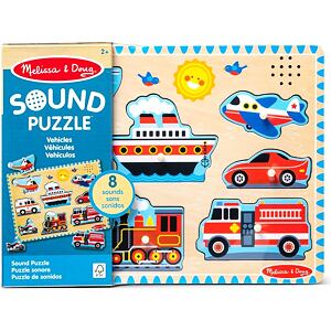 Melissa & Doug Dřevěné puzzle se zvuky - dopravní prostředky