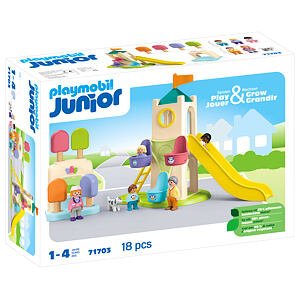 Playmobil Junior: Dobrodružná věž se zmrzlinovým stánkem