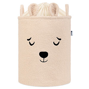 Sipo Koš na hračky Premium Bouclé se šňůrkou / 43 l, Bear (Beige)