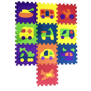 Cosing EVA Puzzle podložka - Dopravní prostředky 32x32x1 cm (10 ks)