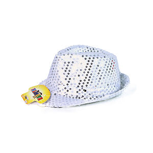Klobouk disco stříbrný s LED světlem pro dospělé