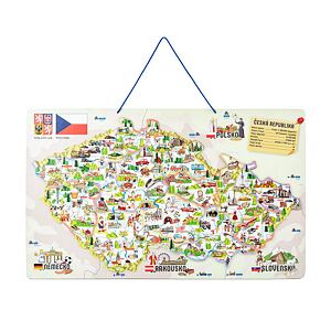 Woody Magnetická mapa ČR s obrázky a společenská hra 3v1