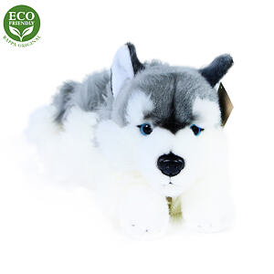 Rappa Plyšový pes husky ležící 30 cm ECO-FRIENDLY