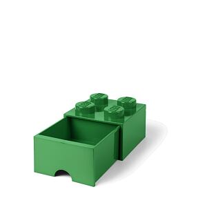 LEGO úložný box 4 s šuplíkem - tmavě zelená