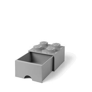 LEGO úložný box 4 s šuplíkem - šedá