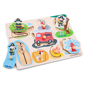 New Classic Toys Dřevěné vkládací puzzle - Hasiči, 8 ks