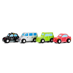New Classic Toys Sada dřevěných mini autíček, 4 ks