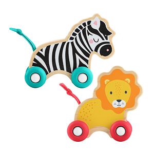 Fisher Price Dřevěná postrkovací zvířátka lev a zebra
