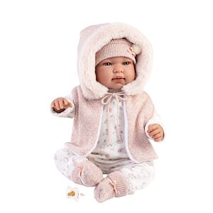 Llorens 84486 NEW BORN realistická panenka miminko se zvuky a měkkým látkovým tělem 44 cm
