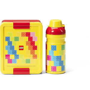 LEGO Brick svačinový set (láhev a box) - červená/žlutá