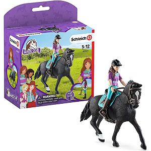 Schleich Hnědovláska Lisa s pohyblivými klouby na koni