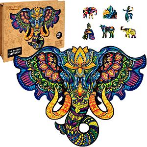 Puzzler Dřevěné barevné puzzle Posvátný Slon