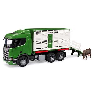 Bruder Nákladní auto SCANIA Super 560R - přepravník na zvířata, zelený