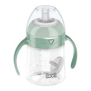 LOVI První hrneček se slámkou a závažím 150ml zelený
